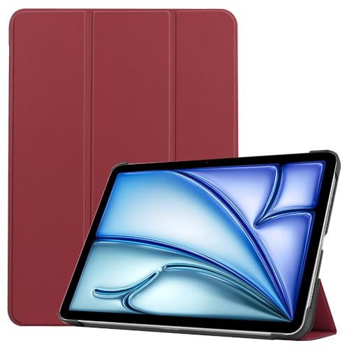 Techsuit für iPad Air 13 2024 bis 2025 Hülle mit 360 Schutz, Mikrofaser Innenfutter, Verstellbaren Betrachtungswinkeln, Schlankem Design, Anti Fingerabdruck, FoldPro Series, PU Leder, Rot