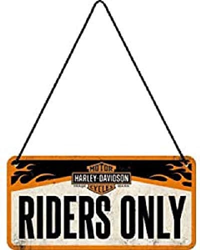 Nostalgic-Art Targa da Appendere Harley-Davidson – Riders Only – Regalo per Amanti di Moto, in Metallo, Decorazione con Design Vintage, 10 x 20 cm