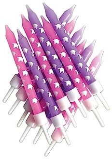 Anniversary House Pack of 12 Unicorn Birthday Candles with Holders, 7.5 Centimeters, Celebration Cake Decoration, AHC216