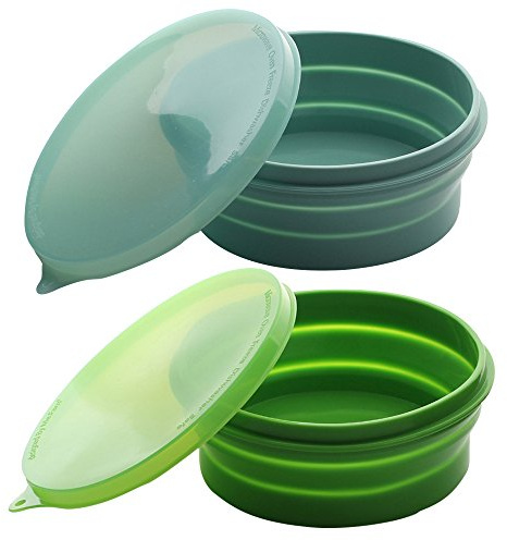 ME.FAN Silicone Collapsible Bowls - Silicone Folding Travel Bowl with Lids - Expandable Food Storage Containers Set - Portable, [27oz]