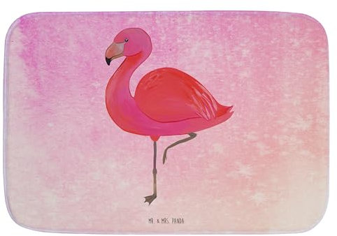 Mr. & Mrs. Panda Badteppich Flamingo Classic - Geschenk, Badezimmerteppich, Badvorleger, Einzigartig, glücklich, stolz, Geschwister, Tochter,