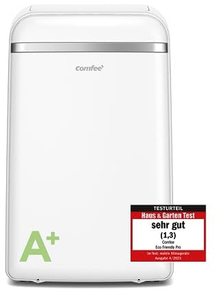 Comfee Mobiles Klimagerät 10000BTU, 3-in-1 mobile Klimaanlage mit Abluftschlauch, Kühlen und Entfeuchten und Ventilieren, 10000 BTU, 2,9kW, für Räume ca. 80 m³(32 ㎡), EEK A+