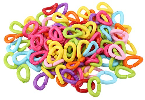 HEEPDD Plastic C-Clips Hooks, 100Pcs Chain Links for DIY Stand Toys Durable Lightweight Bird Toy Accessories for Cockatoos Small Pets and Enrichment Play