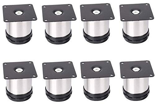 Youery 8 Pieds De Meubles RéGlables en Acier Inoxydable,Réglables 50 mm De Hauteur Épaissir Les Pieds d'armoire Pieds de Table Pieds de Meubles,Acier Inoxydable brossé,Hauteur réglable 0-15 mm