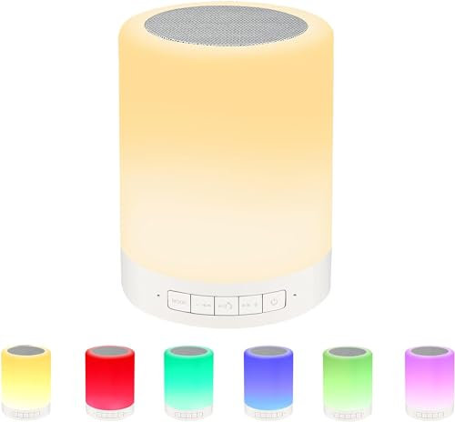 Il Macchia Lampada LED da Comodino Touch con Altoparlante Bluetooth Speaker Wireless USB Luce Notturna Multicolore dimmerabile Varie intensita