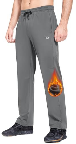 baleaf Jogginghose Herren Outdoor Hosen Winter Fleece gefütterte Outdoorhose Wasserdicht Wanderhose Thermohose Warm Skihose mit Reißverschlusstasche Dunkel Grau L