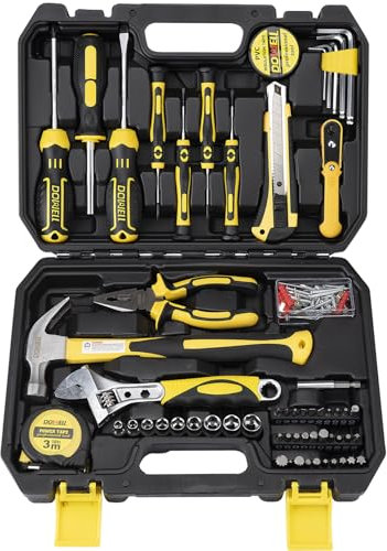 DOWELL 128-Piece Tool Set Auto Repair Tool Set Household Tool Kit Socket Wrench Screwdriver Bits Set with Plastic Toolbox Storage Case HYT128