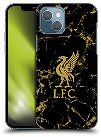 Head Case Designs Officially Licensed Liverpool Football Club Black & Gold Marble Crest & Liverbird Patterns 1 Hard Back Case Compatible With Apple iPhone 13