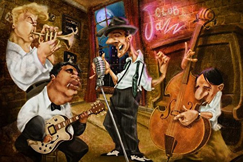 Bild auf gerollter Leinwand, Jazz Club Alvez A. - Humor horizontaler Kunstdruck Jazz Club Musiker Sänger Kunstdruck Kunstdruck 38 x 61 cm