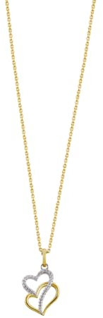 XENOX XS3602G Damen Collier Herz Silber 925 Bicolor Gold weiß Zirkonia 45 cm