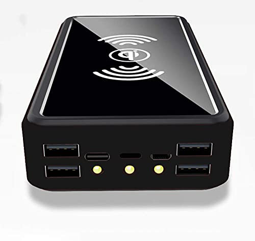 Brigtviee 100000mAh Batterie Externe Solaire, Qi sans Fil Chargeur Solaire 4 Ports USB Power Bank Solaire, Chargeur Solaire, Chargeur Portable, Batterie de Secours pour iPhone Android iPad etc,Noir