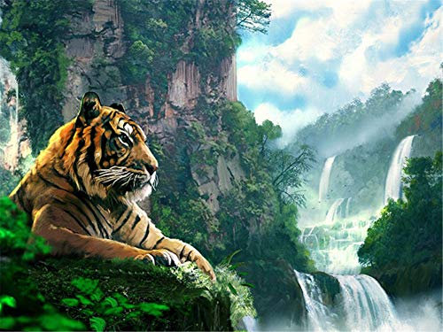 Puzzle 5000 Teile Tiger und Wasserfall, Farbenfrohes Puzzle für Erwachsene und Kinder ab 14 Jahren Klassische Puzzles Geschicklichkeitsspiel für die ganze Familie-61.61x41.53 Zoll (156.5 x 105.5cm)