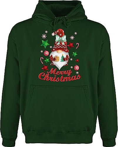 Hoodie Herren Pullover Männer - Weihnachten Geschenke Christmas Bekleidung - Weihnachtlicher Wichtel - XXL - Dunkelgrün - weihnachtsoutfit swiateczny Baumwolle Chrismas Outfit Marry Xmas Pulli