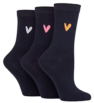 Caroline Gardner Women's Heart Patterned Cotton Socks Pack of 3