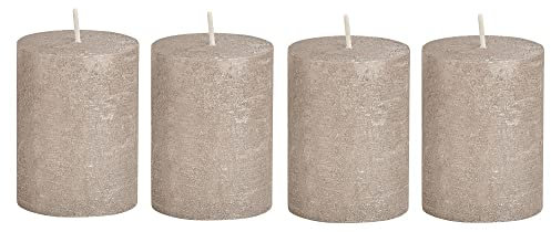 Kerzen in Silber Glitzer Stumpenkerzen Tisch-Deko Hochzeits-Dekoration Gedeckter Tisch-Deko Konfirmation Kommunion Weihnachten Adventskranz Geburtstags-Deko Wohnungsdekoration Set 4 Stück
