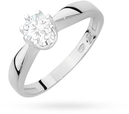 MARKO Weißgold Damen Ring aus Gold mit 0,30 Karat Diamant - Klassischer Damen Ring - 14 Karat Gold (585) - Goldring für Frauen -