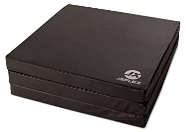 Jeflex - schwarze klappbare Weichbodenmatte & Turnmatte 180 x 60 x 6 cm MADE IN GERMANY/faltbare Gymnastikmatte/platzsparende Fitnessmatte & faltbare Yogamatte/dicke Sportmatte für Kinderzimmer