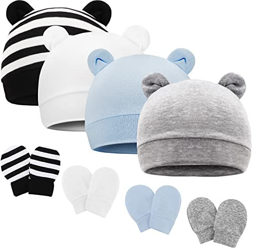 DRESHOW Bebé Gorro y Guantes para Bebé Recién Nacido Bebé Beanie Sombrero para Bebés Niños Gorros