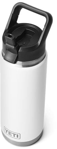 YETI Rambler Bouteille de paille isotherme en acier inoxydable avec bouchon de paille, blanc, 769 ml