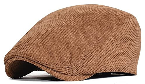 tcax Schiebermütze Herren Herbst- Und Winter-Entenschnabel-Kamel-Cord-Mann-Efeu-Kappe-Vater-Beiläufiger Zeitungsjungen-Fahrer-Hut-Frauen-Große Baskenmütze, Kamel, 56-60 cm