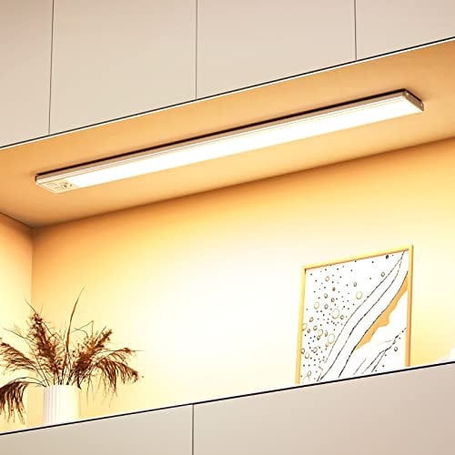 OUILA Led Schrankbeleuchtung mit Bewegungsmelder 41CM LED Unterbauleuchte Küche Ultradünnes dimmbar Sensor Licht Aufladbare Kabellose Unterbauleiste Schranklicht Lichtleiste Nachtlampe Warmes Licht
