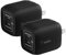 Belkin 45W Dual USB-C Wall Charger, Fast Charging Power Delivery 3.0 w/GaN Technology, iPhone 14, 13, Pro, Pro Max, Mini, iPad Pro 12.9, MacBook, Galaxy S23, S23+, Ultra, Tablet - Black (2-Pack)