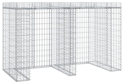 Tidyard Gabionen-Mülltonnenbox Gabionenkorb Gabionenwand Gabione Gabionenkörbe Steingabionen Gabionen Steinzaun Drahtkorb Steinkorb Säulengabione 192 x 91 x 120 cm (L x B x H) Verzinktes Eisen