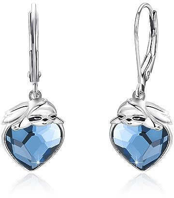 Mädchen Creolen Ohrring 925 Sterling Silber Kristall Tier Faultier Ohrringe für Kinder Kreolen Faultier Schmuck für Damen Tochter