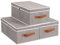YheenLf 3-Pack Storage Boxes, Decorative Fabric Organizer Container Baskets with Handles for Shelves, Collapsible Clothes Cubes with Detachable Lid, Gray, 33×23×14 cm