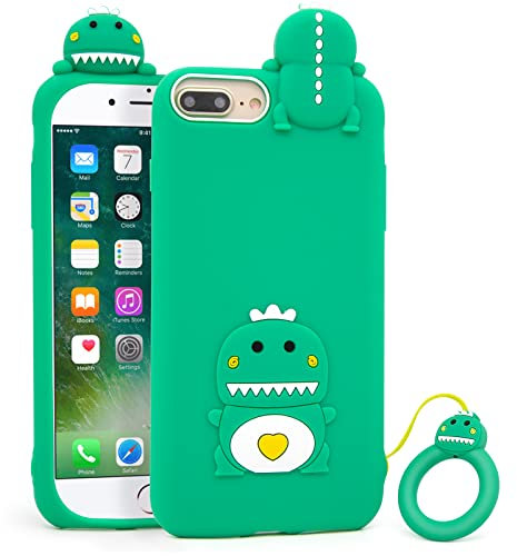 Mouzor Cute iPhone 7 Plus Case, Little Dinosaur 3D Cartoon Soft Silicone Shockproof Cover for Kids, Women