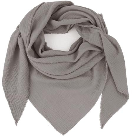 Gloop Damen XXL Strick Dreieck Schal Halstuch Baumwolle Dreieckstuch Musselin Ohne Kratze an Haut Made in Italy (Dunkelgrau)