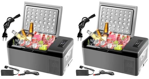 VEVOR Nevera Portátil Eléctrica 15 L 12/24 V Refrigerador Portátil del Automóvil, Nevera de Coche Eléctrica con Batería de Coche de 3 Niveles Modo Dual con Panel de Control LCD Camping, Black