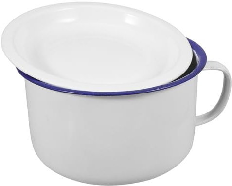 Handled Retro Enamel Ramen Bowl - 15.8X9cm Soup and Noodle Serving Bowl with Handles, Ideal for Ramen, Pasta, and Salad, Vintage Design