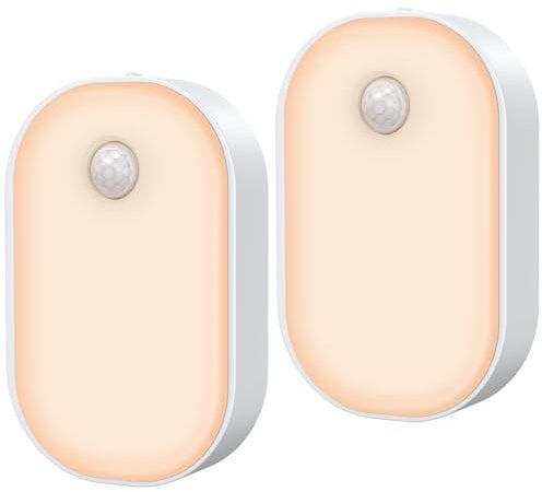 TEAMPD Night Light Battery Operated, 3 Colours and Adjustable Brightness Motion Sensor Night Lights, AUTO/ON/Off Stick-On Night Light for Cupboard, Bedroom, Hallway, Stair, Kitchen, Kids Gift 2 Packs