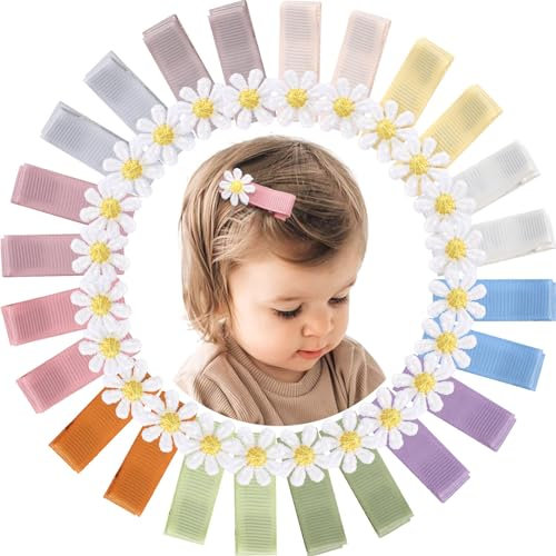 24 lazos para el pelo Oaoleer de 2 pulgadas totalmente forrados para bebés, pequeñas pinzas de cocodrilo para bebés y niños pequeños, 12 colores en pares (estilo E)