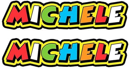 GamesMonkey® - Aufkleber im Stil von Vale The Doctor - 2 Stück - verschiedene Größen - Racing Cross Piste Auto Motorrad Sticker (Michele, 15 x 3 cm)