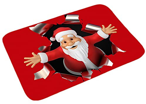 Jiqoe Badteppich, Weihnachtsmotiv, saugfähig, Badematte, Teppichmatte für Dusche und Bad