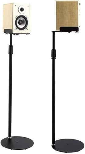 IBVIVIC Lot de 2 supports de haut-parleurs réglables en hauteur, pour enceintes satellites, surround, charge de 6 kg chacune, extensibles de 75 cm à 140 cm, noir