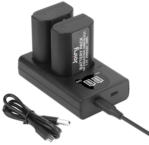 Joiry DMW-BLK22 Lot de 2 batteries et chargeur pour Panasonic Lumix S5 S5GK GH3 DC-G9 DC-GH5SGK-K DC-G9GK-K DC-GH5LGK S5KGK S5CGK