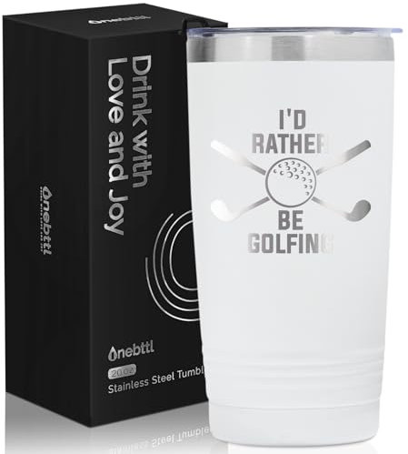 Onebttl Golf Gifts for Men, Funny Golf Gifts 20oz Stainless Steel Tumbler, Golf Gag Gifts for Men, Fathers Day Golf Gifts for Dad, Birthday Gifts, Gifts for Golf Lovers - White - Rather