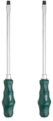 sourcing map 2pcs SL8 Flat Head Screwdriver 11.8 Magnetic Demolition Slotted Screwdrivers 7.9 CR-V with Ergonomic Handle for DIY Repairing, Green