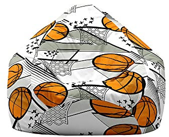 DOTBUY-SHOP Sitzsack Bezug (Ohne Füllstoff), Comfort Sitzsack Kinder Erwachsene, Waschbar Bean Bag Gaming Sitzsäcke, Basketball Druck Bean Bag Chair für Indoor Outdoor (Grau,XL)