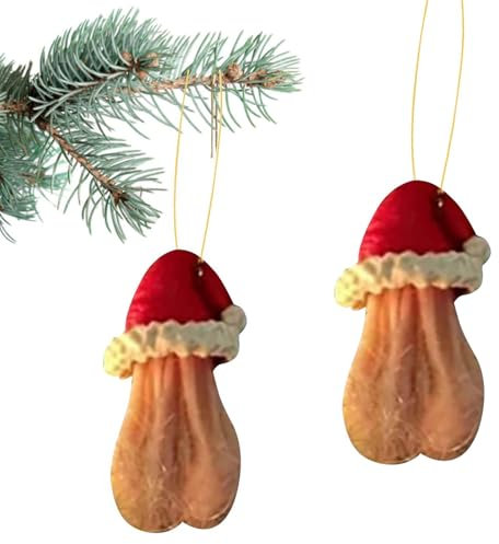 Lustige Weihnachtsschmuck,3D Hoden Weihnachtsbaumschmuck,Weihnachtsdekoration, Weihnachtsbaum-Anhänger, Weihnachtsbaumkugeln, Ornamente (2PCS)
