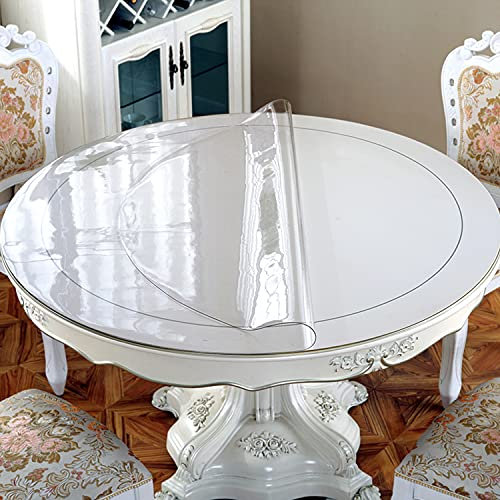 OstepDecor Nappe Transparente Ronde 140 cm Ø - Protection Table Épaisse Antitâche & Antidérapante - Toile Cirée Lavable et Résistante – Nappe Plastique pour Intérieur et Extérieur
