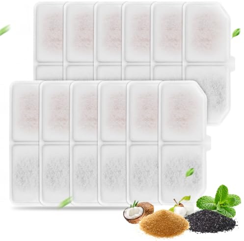 12 Stück Katzenwasserbrunnenfilter, Haustier-Wasserbrunnenfilter, kompatibel mit Kohlewasserbrunnenfilter, kompatibel mit Katzen-Wasserspender (12 Filter)