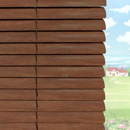 Eiauiuo Modern Jalousien Window Blinds für Innen/Außen Sichtschutz Plisseerollo Verdunkelungs Rollos Aluminium Jalousie mit Holzmaserung Uv Schutz Wasserdichte Lamellen Jalousien Raffrollo Blendschutz