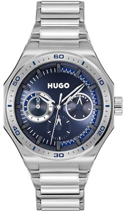 HUGO Multi Zifferblatt Quarz Uhr für Herren Kollektion #Grail Sport mit Silbernes Edelstahlarmband - 1530400