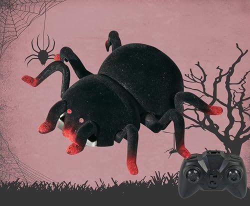 Northpoint Ferngesteuerte Halloween-Spinne 360° Rotation Leuchtende Augen Bewegliche Beine Kletterfähig