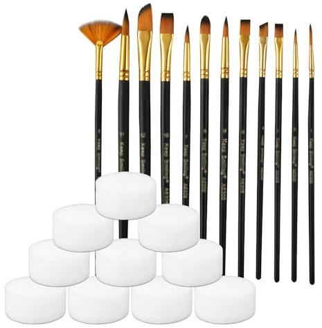 Landrain Lot de 12 pinceaux de maquillage pour enfants avec 10 éponges de maquillage, pinceaux de maquillage pour enfants, pinceaux de maquillage pour carnaval