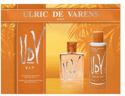 ULRIC DE VARENS - Coffret Parfum Homme UDV VIP - Eau de Toilette 100 ml + Déodorant Spray 200 ml - Boisé, Marin, Agrumes Pétillants
